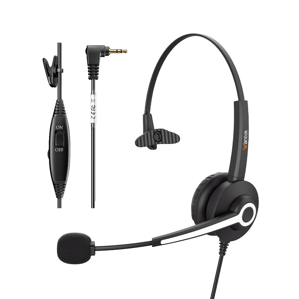 Wantek® h681 mono 2.5mm headset for mobile