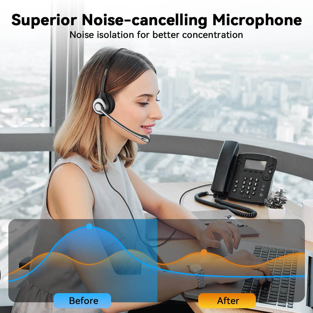 noise cancelling headset with mic