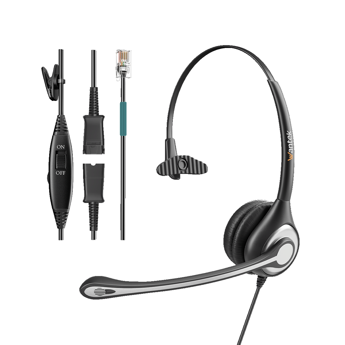 Wantek® h600 RJ9【RJ1】 wired headset with QD for call center