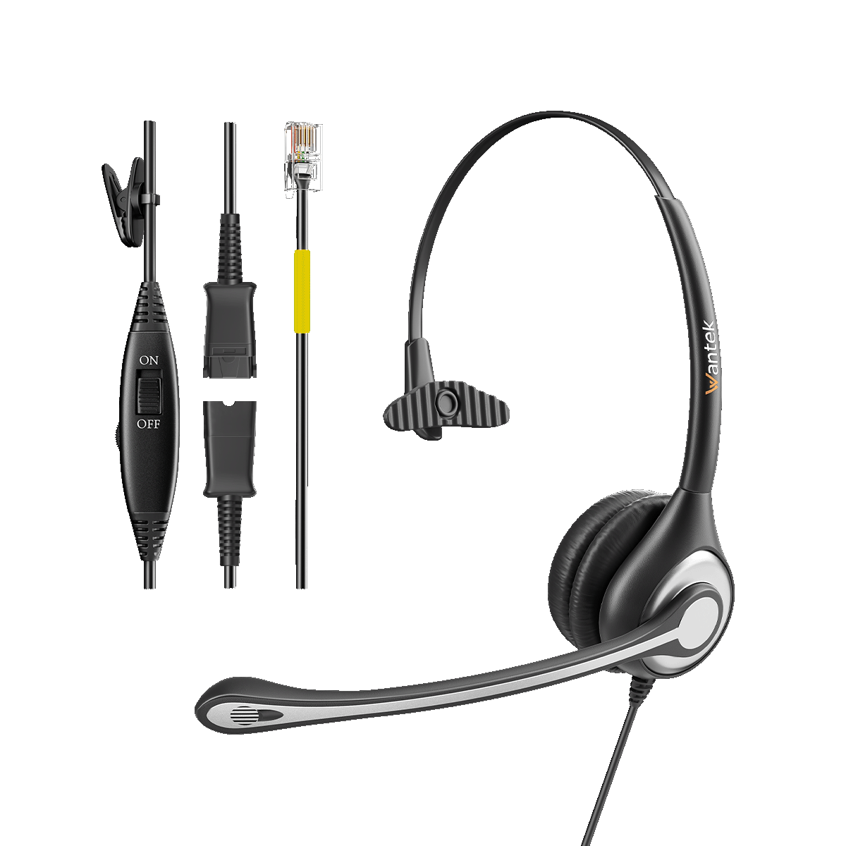 Wantek® h600 RJ9【RJ4】 wired headset with QD for call center