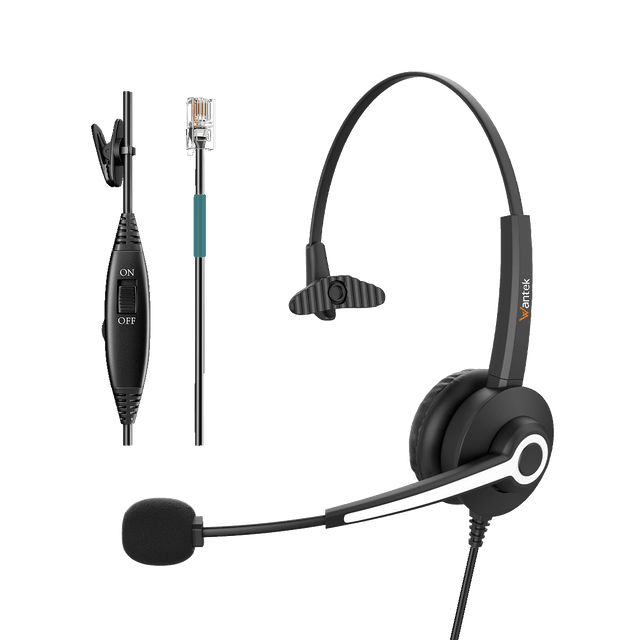 Wantek RJ9 Telephone Headset Corded Noise Cancelling Headset Crystal Clear Audio for Work Gaming iwantek