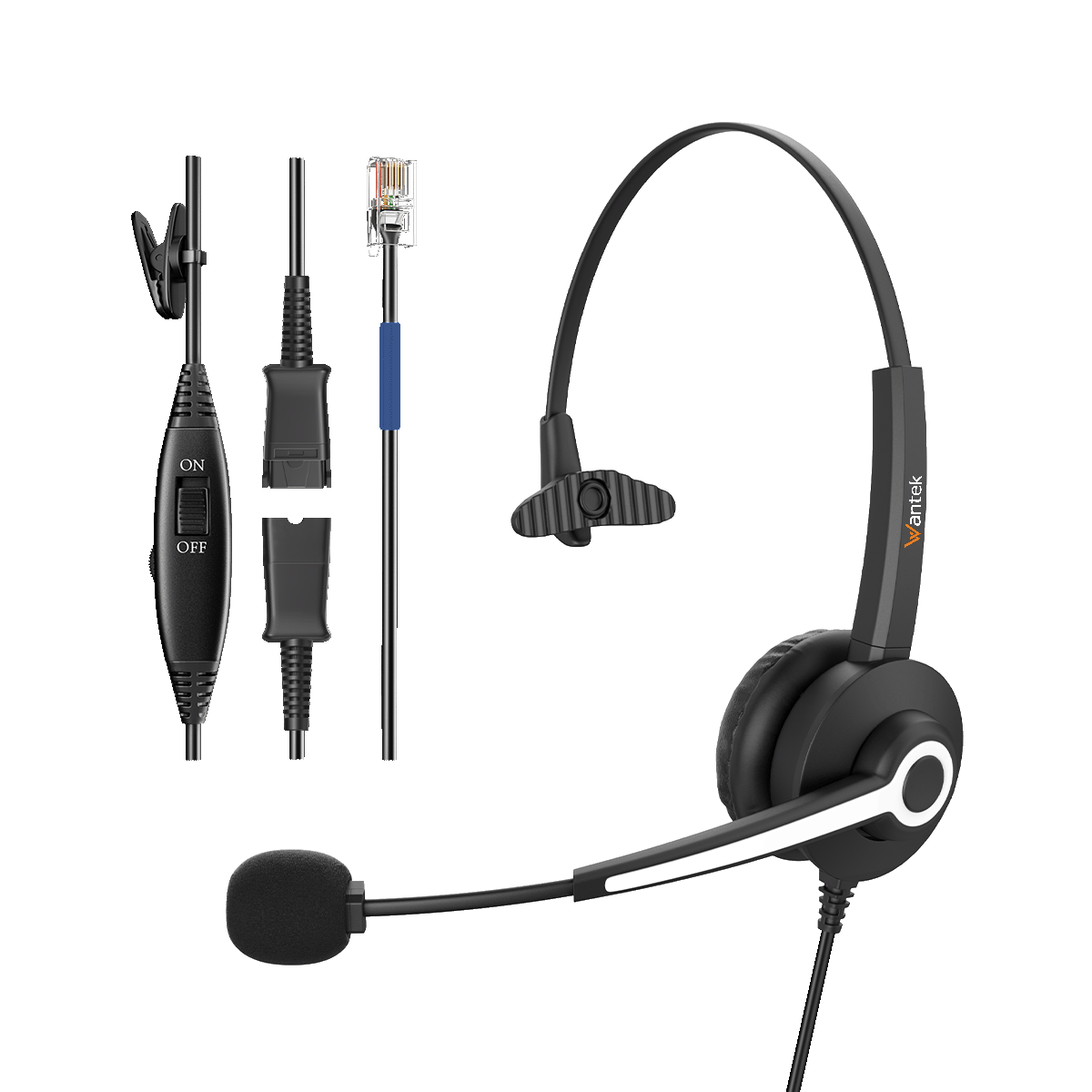 Wantek® h681 mono RJ9【RJ2】 headset with QD for calling