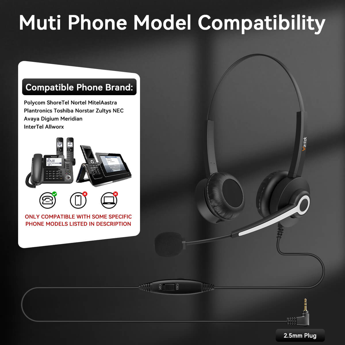 Phone Headset - corded noise-cancelling headset