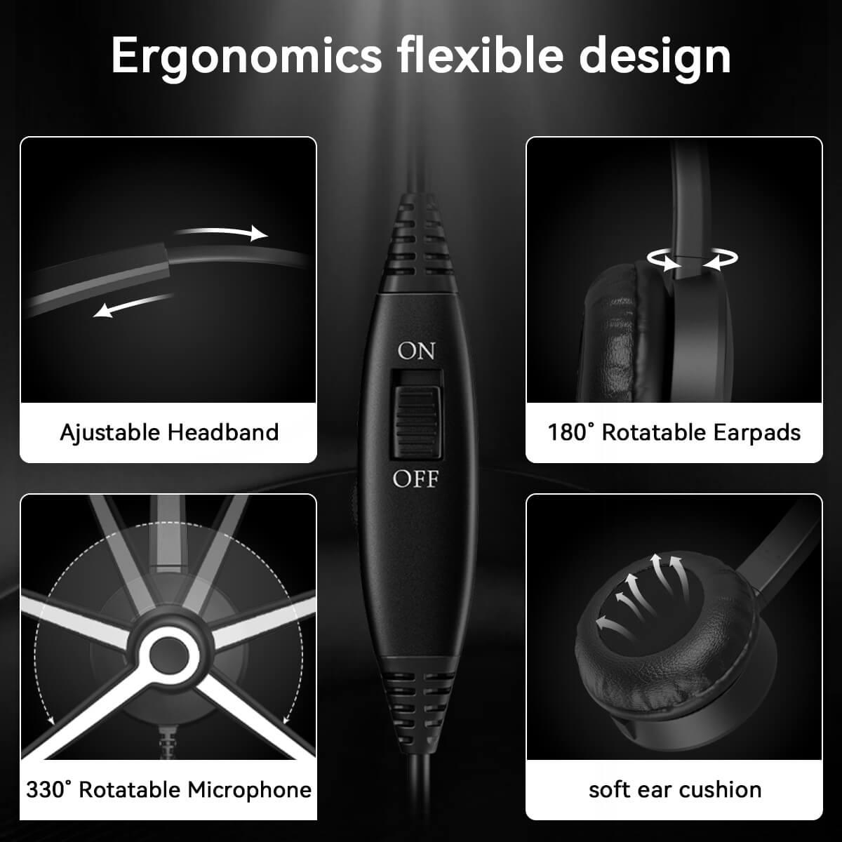 Phone Headset - corded noise-cancelling headset