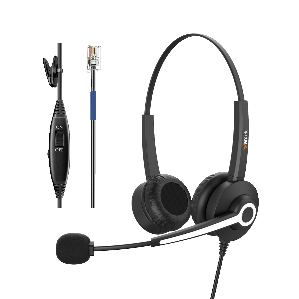 Wantek® h682 dual RJ9【RJ2】 headset for corded phones