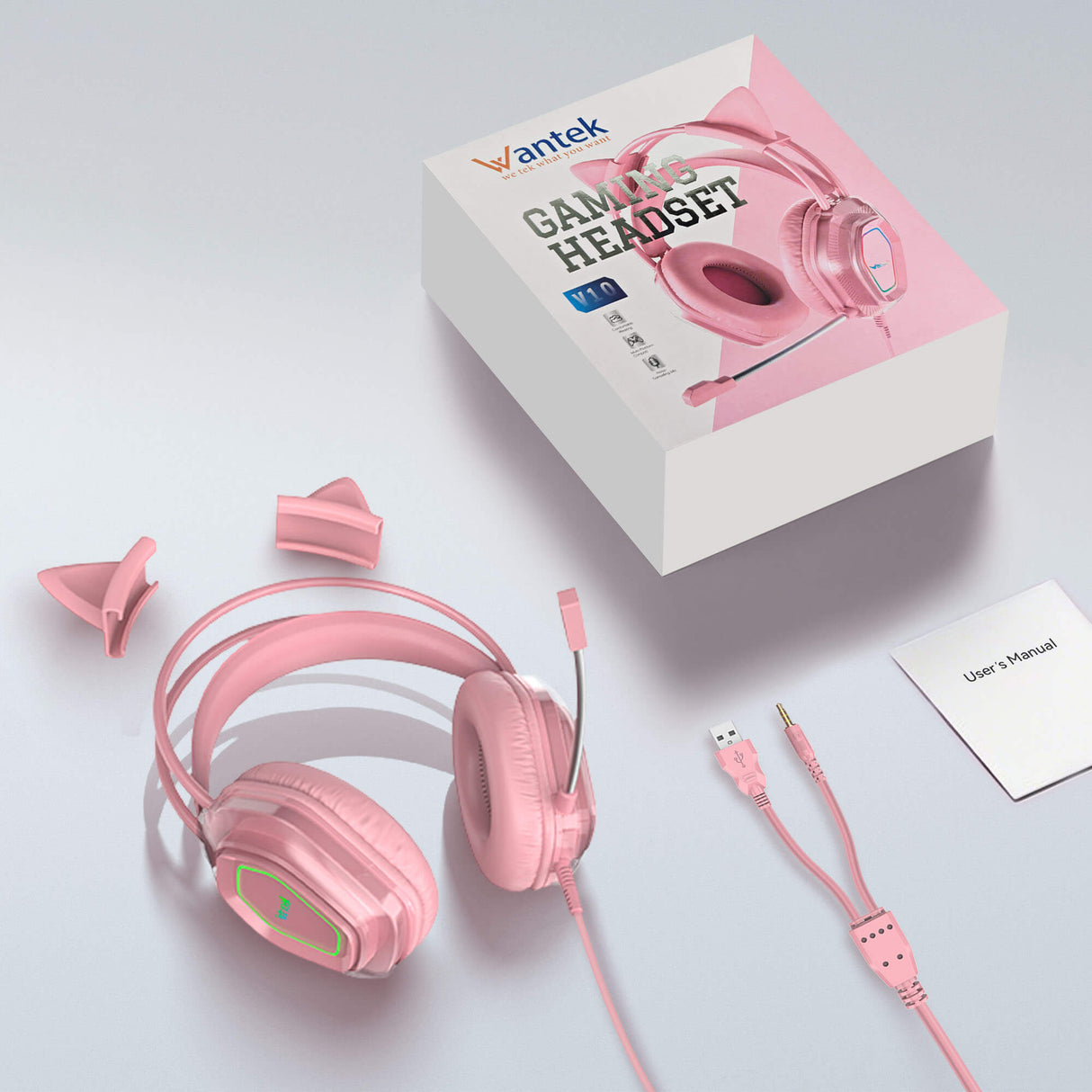 Gaming Headphones with Cat Ears Comfort