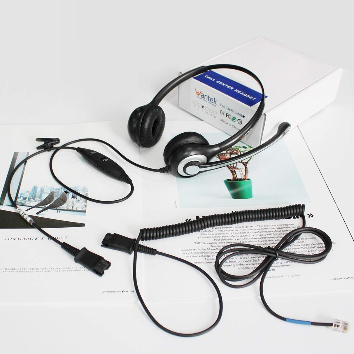 Wantek® h602 RJ9【RJ2】 wired headset with QD for call center - iwantekWantek® h602 RJ9【RJ2】 wired headset with QD for call center