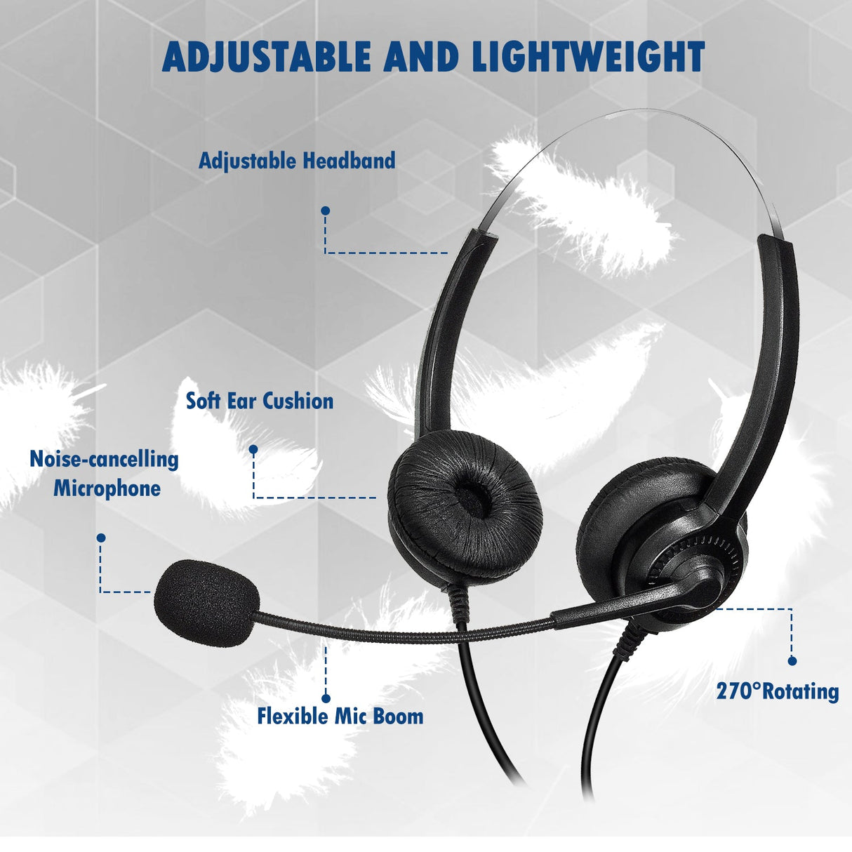 Wantek® h302 best price RJ9【RJ1】 wired binaural headset for phone - iwantekWantek® h302 best price RJ9【RJ1】 wired binaural headset for phone