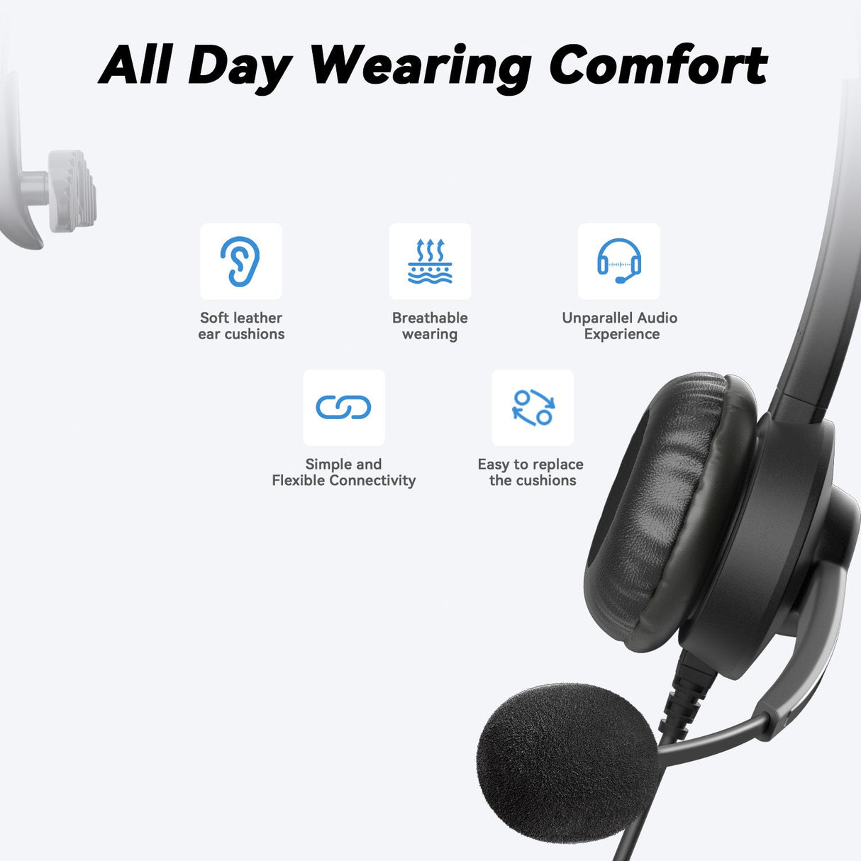 wantek headset-h681 usb headset-all day comfort headset